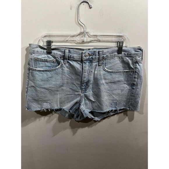 Gap 1969 Shorts Women's Size 31 Slim Denim Light Wash Distressed Patches Concert - Picture 1 of 9